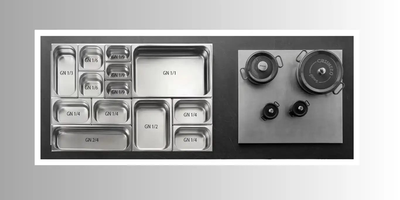 Top view of a modular professional kitchen by Deagostini Inox