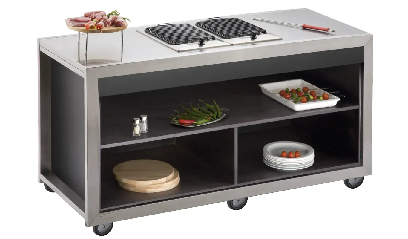 Cooking station professionale con piastre grill e tecnologia Deagostini Inox