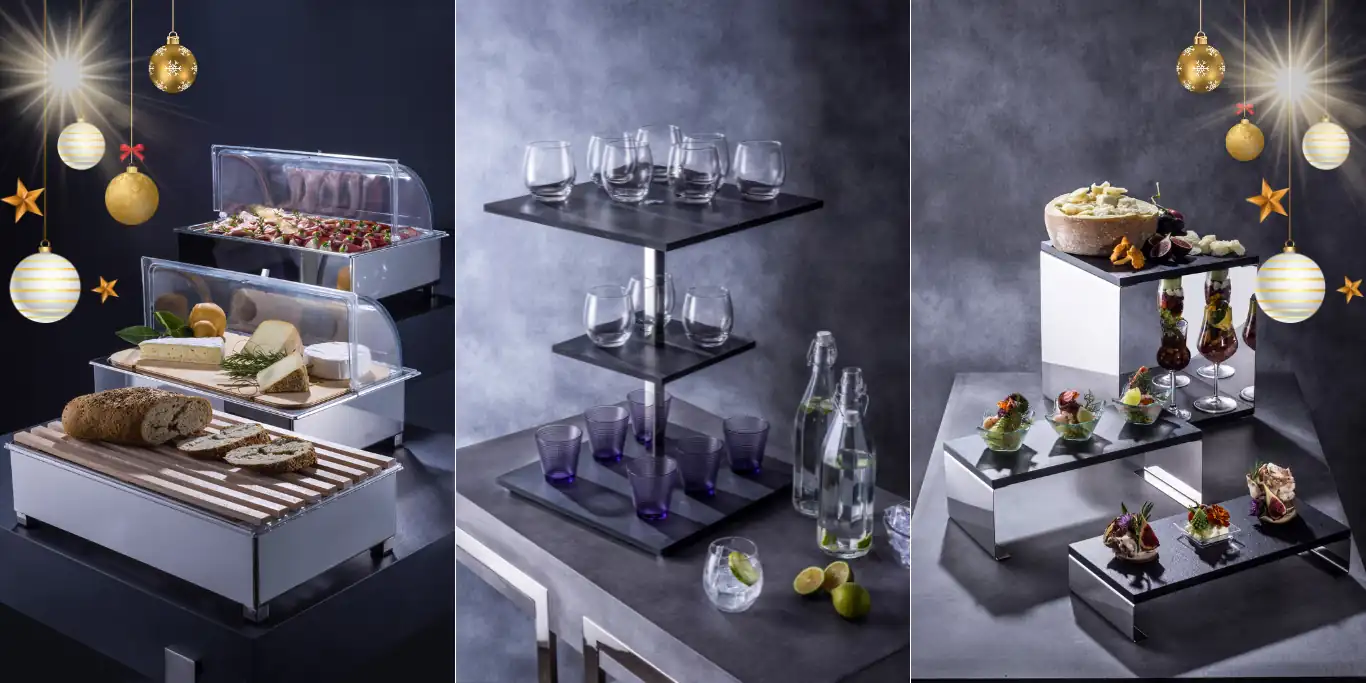 productos elegantes y multifuncionales para un servicio de buffet impecable